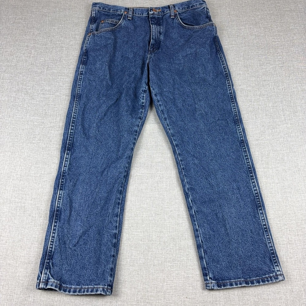 Wrangler Cowboy Cut Jeans Mens 36x32 Blue Medium Wash Regular Straight Denim